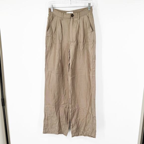 Anine Bing High Rise Pleated Trouser Pants Linen Blend - Picture 1 of 10